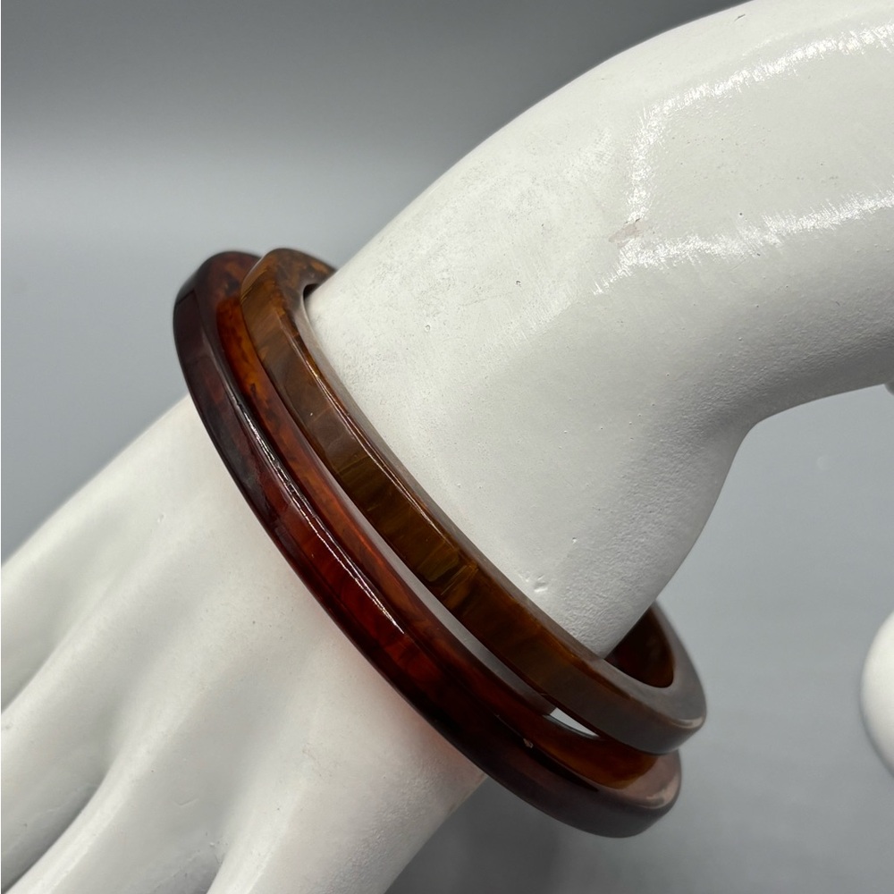 Duo Bakelite Brown Marbled Bangles JP196